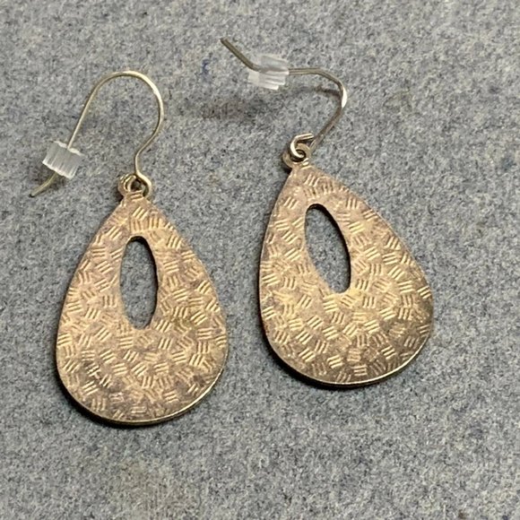 Cloisonne Dangle Pierced Earrings Teardrop Silver - Picture 4 of 5
